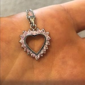 Pink rhinestone heart necklace